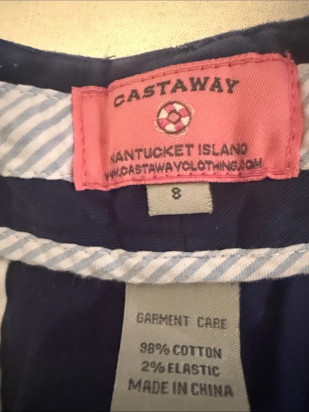 Castaway Navy Women’s Shorts with Embroidered Flags - Picture 5 of 5